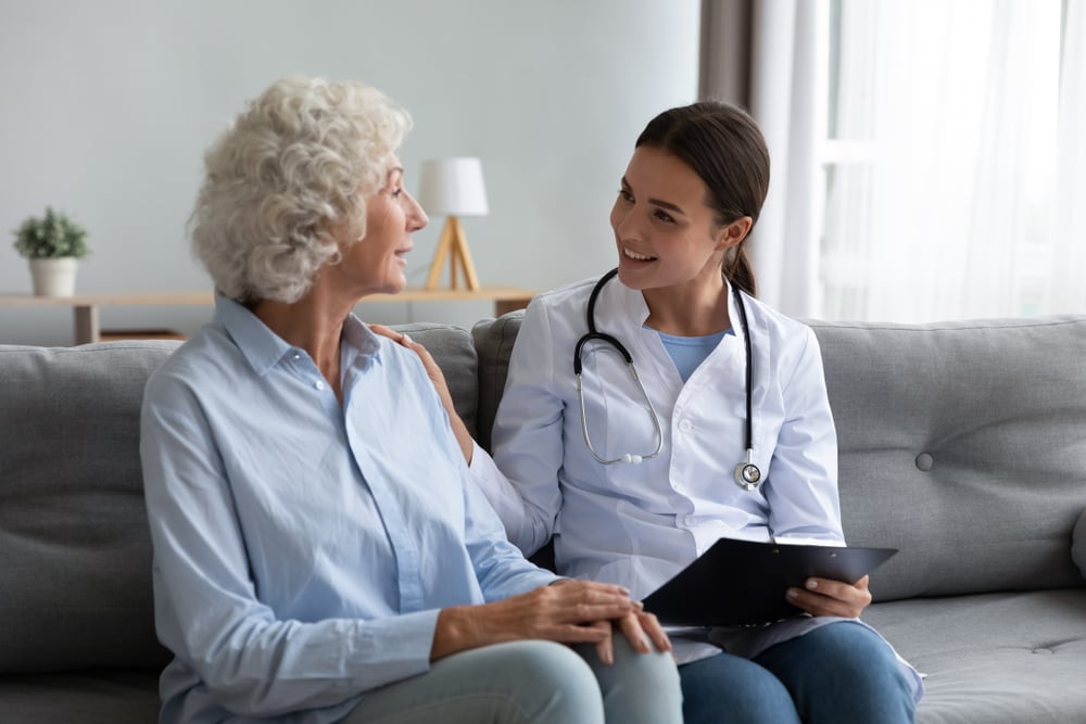  Caring,Young,Woman,Nurse,Help,Old,Granny,During,Homecare,Medical 