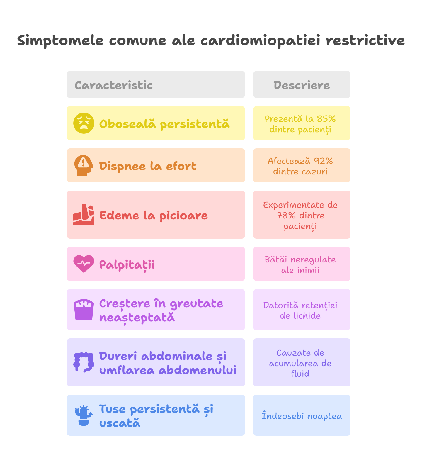 Simptomele comune ale cardiomiopatiei restrictive