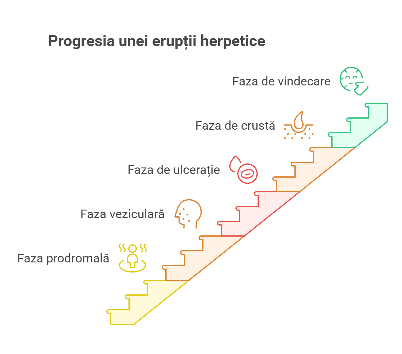 Progresia unei erupții herpetice