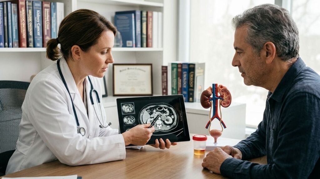 Cancerul renal cu triada clasică hematuro-lombo-abdominală